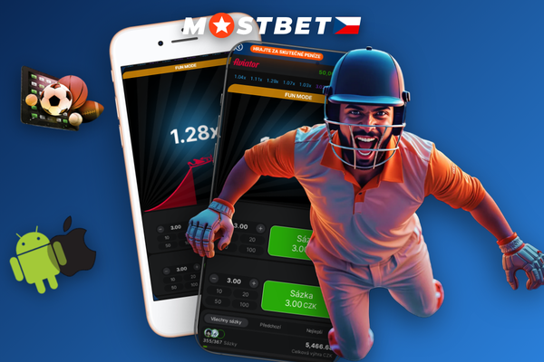Hra Aviator s křivkou multiplikátoru v Mostbet app na mobilu