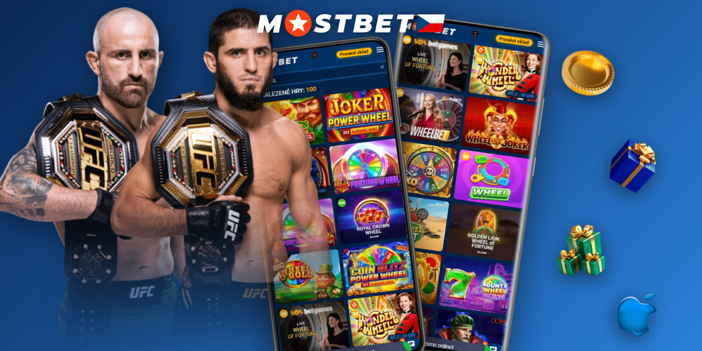 Promo banner Mostbet s jackpotem 25 000 CZK, žetony a symboly free spinů