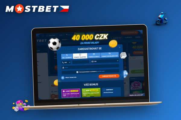 Mostbet CZ registrace e-mailem na notebooku – formulář s polem pro heslo