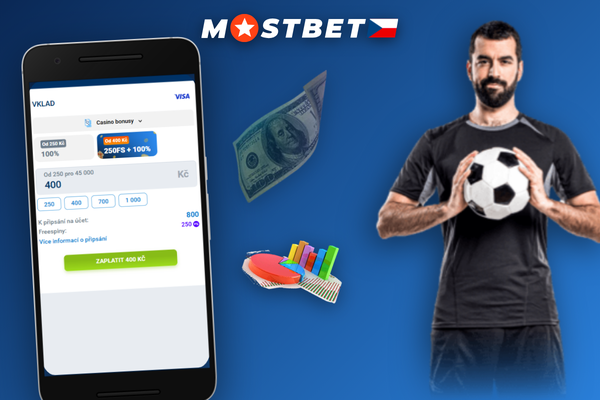 Pokladní obrazovka Mostbet s polem pro voucher a vkladem 500 CZK v roce 2026