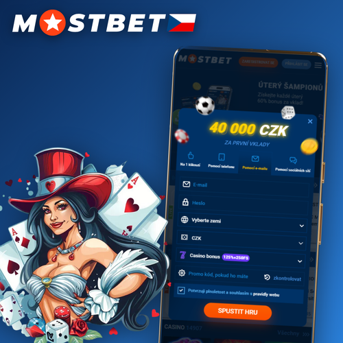 Mostbet registrace na mobilu – přihlašovací formulář s herními motivy